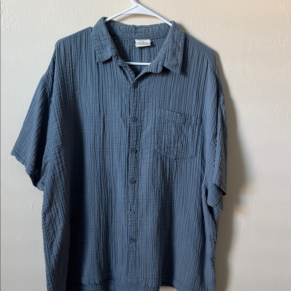 Vintage America Men's Textured Gray Button Down Shirt
